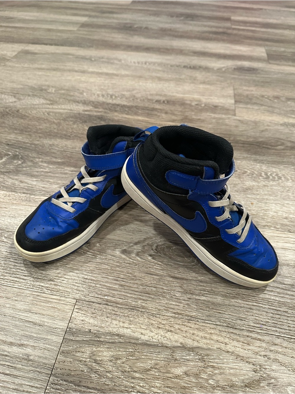 Nike Black and Blue Kids' Mid-Top Sneakers
